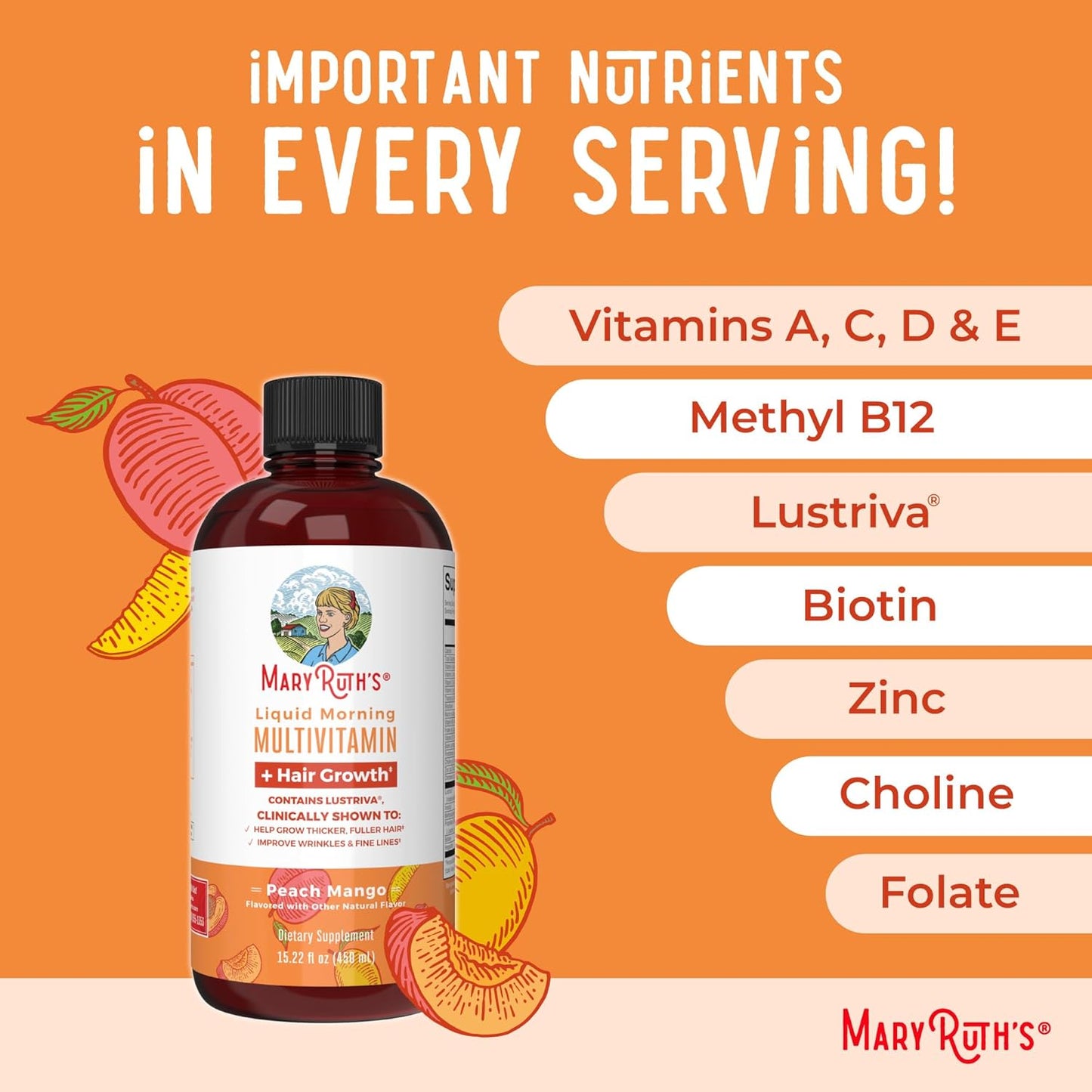 Maryruth'S Liquid Multivitamin + Lustriva® Hair Growth | Biotin 10000Mcg | Vitam